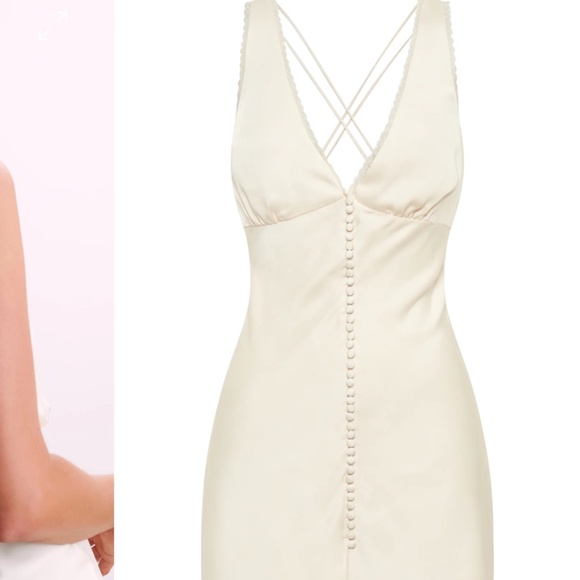 Satin Mini Dress With Lace - Picture 2 of 4